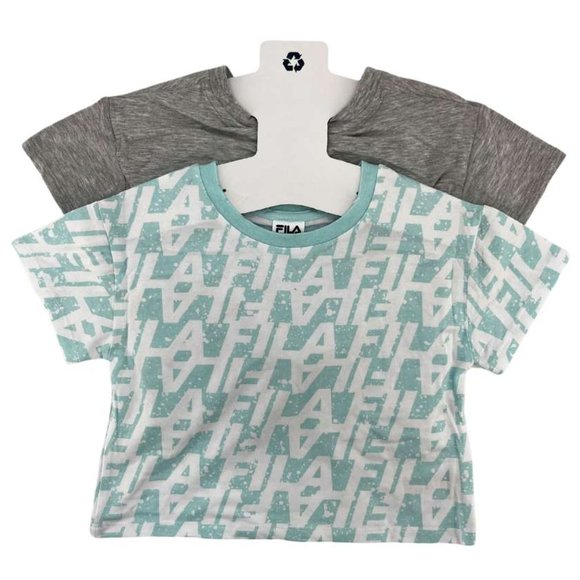 Fila | Girl's 2 Pack Short Sleeve Shirts | Grey, White, & Teal | Various Sizes - Picture 2 of 2